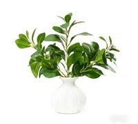 Ewtogift 16" Artificial Branches in White Textured Ceramic Vase Lifelike Faux Greenery Table Centerpiece Modern Fake Plant for Home Office Desk Shelf Bedroom Bathroom Decor
