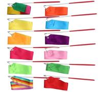 EWUHYFP 12 Pcs Gymnastics Ribbon With Handle Rhythmic Dance Streamers For Gym Training Equipment Fitness Body