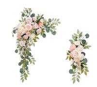 EWUHYFP Artificial Flower Vines 2Pcs Artificial Wedding Arch Flowers Kit Garlands Silk Peony Flower Swag Welcome Sign Floral For Ceremony Party Spring(01 pink)