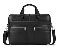 EWUHYFP Briefcase Men's Business Briefcase Fit 15" PC Leather Handbag Real Male Laptop A4 Office Man Crossbody Bag On Business Trip(Design2-Black)