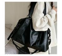 EWUHYFP Commuter Tote Bag Tote Bag Leather Women Simplicity Handbag Solid Vintage Shoulder Messenger for Ladies(Black)