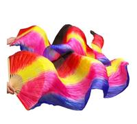 EWUHYFP Handmade Women Silk Belly Dance Fan Real Veils 1 Pair(Auburn,XXL-280cm-1pair(2pcs)