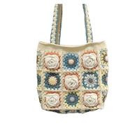 EWUHYFP Knitted hook flower bag Crochet Knitting Supplies Camellia Grandmother Checker Shoulder Bag Handmade Yarn Weave Friend Girlfriend DIY(Color 3)