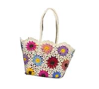 EWUHYFP Knitted hook flower bag Vintage Flowers Handmade Knitting Crochet Shoulder Bag Knitted Handbags Luxury Tote Women Designer Female Hand DIY(40cm x25cm x30cm)