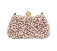 EWUHYFP Pearl Women Evening Bags Hollow Out Elegant Beading Clutch with Handle Chain Dress Shoulder Handbags Diamonds(Pink)