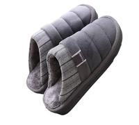 EWUHYFP Plus Size 48 49 Waterproof Men Down Slippers Winter Indoor Shoes Male Rubber Mans Flurry Slides Floor Slippers Man(MD-16 Gray,CN46-47)