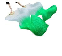 EWUHYFP Real Silk/Imitation Dance Long Fans 1 Pair Handmade Dyed Belly Props 180x90cm(Color16,150cm Imitation Silk)