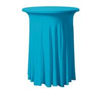 EWUHYFP Round Table Cloth Round Ruffled Elastic Spandex Table Cloth Stretch Skirt Cover Cocktail Linen Hotel Party Wedding Decoration Desktop Decoration(Turquoise,70cmRoundx110cmHigh)