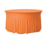 EWUHYFP Round Table Cloth Round Ruffled Elastic Spandex Table Cloth Stretch Skirt Cover Cocktail Linen Hotel Party Wedding Decoration Desktop Decoration(Orange,90cmRoundx110cmHigh)