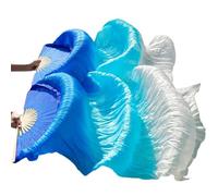 EWUHYFP Style Belly Dance Silk Fan Real Long Fans Handmade Gradient Color(2,250- Imitation Silk)