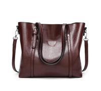 EWUHYFP Women's Genuine Leather Tote Bag, Waterproof Multi Purpose Casual Shopping Outings Work Handbag(Dark Brown)