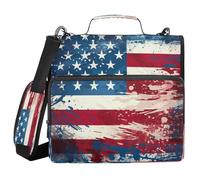 Ewusp American Flag 3 Ring Zipper Binder with Handle & Shoulder Strap 1.5 Inch Expanding File Folder Multi-Pocket Organizer Holds 500 Sheets for School Office