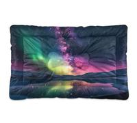 Ewusp Aurora Borealis Calming Dog Bed for Small Medium Large Pets Washable Dog Crate Mattress Soft and Cozy Pet Bed Floor Pad with Anti-Slip Bottom 91x60x6 cm