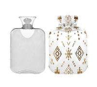 Ewusp Aztec Hot Water Bottle with Cover, 1L Hot Water Bag for Neck Shoulder Pain Relief, Menstrual Cramps, Hand Feet Warmer, Hot Compress and Cold Therapy