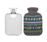 Ewusp Aztec Hot Water Bottle with Cover, 1L Hot Water Bag for Neck Shoulder Pain Relief, Menstrual Cramps, Hand Feet Warmer, Hot Compress and Cold Therapy