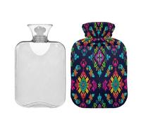Ewusp Aztec Hot Water Bottle with Cover, 1L Hot Water Bag for Neck Shoulder Pain Relief, Menstrual Cramps, Hand Feet Warmer, Hot Compress and Cold Therapy