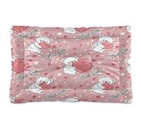 Ewusp Bear Loves Hearts Calming Dog Bed for Small Medium Large Pets Washable Dog Crate Mattress Soft and Cozy Pet Bed Floor Pad with Anti-Slip Bottom 91x60x6 cm