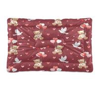 Ewusp Bears Birds Calming Dog Bed for Small Medium Large Pets Washable Dog Crate Mattress Soft and Cozy Pet Bed Floor Pad with Anti-Slip Bottom 60x46x4.5 cm