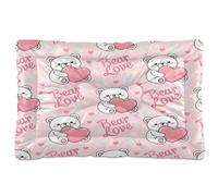 Ewusp Bears Love Hearts Calming Dog Bed for Small Medium Large Pets Washable Dog Crate Mattress Soft and Cozy Pet Bed Floor Pad with Anti-Slip Bottom 60x46x4.5 cm