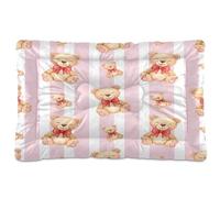 Ewusp Bears Striped Calming Dog Bed for Small Medium Large Pets Washable Dog Crate Mattress Soft and Cozy Pet Bed Floor Pad with Anti-Slip Bottom 91x60x6 cm