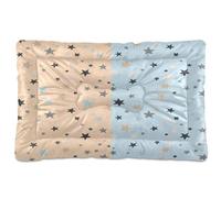 Ewusp Beige Blue Stars Calming Dog Bed for Small Medium Large Pets Washable Dog Crate Mattress Soft and Cozy Pet Bed Floor Pad with Anti-Slip Bottom 91x60x6 cm