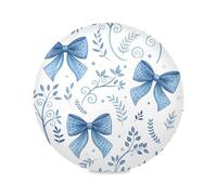 Ewusp Blue Bows with Leaf Round Placemats Set of 6 Non-Slip Dining Table Mat Heat Resistant Placemat for Kichen Party Table Diameter Decor 39x39 cm