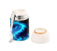 Ewusp Blue Dragon Food Flask for Adults 500ml Stainless Steel Double Walled Vacuum Insulated Food Jar with Folding Spoon BPA Free Leakproof Soup Container