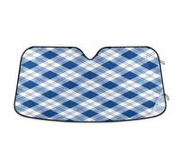 Ewusp Blue Plaid Windshield Sun Shade Foldable Car Front Window Sunshade Auto Sun Visor Heat Portection Blocks UV Rays and Keeps Vehicle Cool, 140 x 70 cm