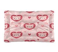 Ewusp Blush Heart Bears Calming Dog Bed for Small Medium Large Pets Washable Dog Crate Mattress Soft and Cozy Pet Bed Floor Pad with Anti-Slip Bottom 60x46x4.5 cm