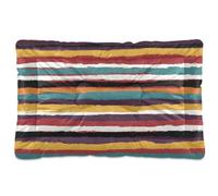 Ewusp Bold Stripes Calming Dog Bed for Small Medium Large Pets Washable Dog Crate Mattress Soft and Cozy Pet Bed Floor Pad with Anti-Slip Bottom 60x46x4.5 cm
