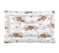 Ewusp Brown Cupid Dogs Calming Dog Bed for Small Medium Large Pets Washable Dog Crate Mattress Soft and Cozy Pet Bed Floor Pad with Anti-Slip Bottom 91x60x6 cm