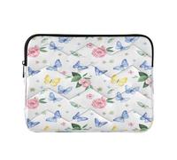 Ewusp Butterfly Flowers Laptop Sleeve 14 Inch Protective Laptop Case Waterproof Shockproof Briefcase Carrying Bag for Computer Notebook Tablet 34x26x2 cm