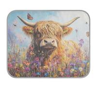 Ewusp Butterfly Highland Cow Dog Cooling Mat 50x70 cm Scratch-Resistant Pet Cool Mat Self Cool Ice Silk Bed Pad Summer Cooling Sleeping Pad for Dogs & Cats