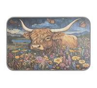 Ewusp Butterfly Highland Cow Dog Cooling Mat 60x98 cm Scratch-Resistant Pet Cool Mat Self Cool Ice Silk Bed Pad Summer Cooling Sleeping Pad for Dogs & Cats