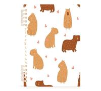 Ewusp Capybara Spiral Notebook with Hardcove 1 PCS Waterproof A5 Wirebound Notebook 60 Sheets College Ruled Notepad Lined Journals, 80GSM Paper