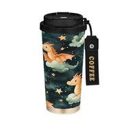 Ewusp Cartoon Dragon Insulated Coffee Mug 500 ml Stainless Steel Travel Tumbler BPA Free Reusable Vacuum Double Wall Coffee Cup