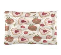 Ewusp Chocolate Strawberry Calming Dog Bed for Small Medium Large Pets Washable Dog Crate Mattress Soft and Cozy Pet Bed Floor Pad with Anti-Slip Bottom 60x46x4.5 cm