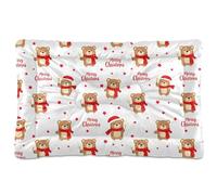 Ewusp Christmas Bears Calming Dog Bed for Small Medium Large Pets Washable Dog Crate Mattress Soft and Cozy Pet Bed Floor Pad with Anti-Slip Bottom 60x46x4.5 cm