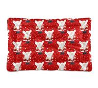 Ewusp Christmas Cowboy Santa Calming Dog Bed for Small Medium Large Pets Washable Dog Crate Mattress Soft and Cozy Pet Bed Floor Pad with Anti-Slip Bottom 60x46x4.5 cm