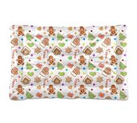 Ewusp Christmas Gingerbread Man Calming Dog Bed for Small Medium Large Pets Washable Dog Crate Mattress Soft and Cozy Pet Bed Floor Pad with Anti-Slip Bottom 60x46x4.5 cm