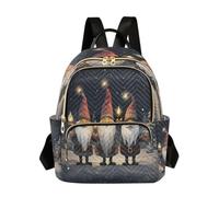 Ewusp Christmas Gnomes Mini Backpack Purse for Women, Quilted Small Fashion Backpacks Lightweight Travel Daypack Casual Shouder Bag