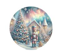 Ewusp Christmas Nutcracker Round Placemats Set of 4 Non-Slip Table Mat Heat Resistant Placemat for Dining Table Kichen Party Table Diameter Decor 15.4 inch