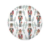 Ewusp Christmas Nutcracker Round Placemats Set of 6 Non-Slip Table Mat Heat Resistant Placemat for Dining Table Kichen Party Table Diameter Decor 15.4 inch