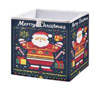 Ewusp Christmas Pattern Happy Santa Claus Cube Storage Boxes 28x28 cm Foldable Closet Organiser Bin Holiday Basket Baby Basket for Nursery Bedroom Office