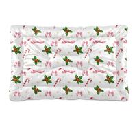 Ewusp Christmas Ribbon Calming Dog Bed for Small Medium Large Pets Washable Dog Crate Mattress Soft and Cozy Pet Bed Floor Pad with Anti-Slip Bottom 60x46x4.5 cm