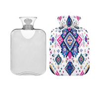 Ewusp Colorful Aztec Hot Water Bottle with Cover, 1L Hot Water Bag for Neck Shoulder Pain Relief, Menstrual Cramps, Hand Feet Warmer, Hot Compress and Cold Therapy