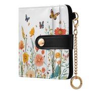 Ewusp Colorful Butterfly Wallets for Women PU Leather RFID Blocking Clutch Wallet Bifold Compact Ladies Purse with Zipper Coin Pocket & ID Window