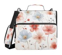Ewusp Colorful Flower 3 Ring Zipper Binder with Handle & Shoulder Strap 1.5 Inch Expanding File Folder Multi-Pocket Organizer Holds 500 Sheets for School Office