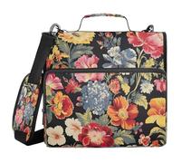 Ewusp Colorful Flower 3 Ring Zipper Binder with Handle & Shoulder Strap 1.5 Inch Expanding File Folder Multi-Pocket Organizer Holds 500 Sheets for School Office