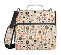 Ewusp Colorful Flowers 3 Ring Zipper Binder with Handle & Shoulder Strap 1.5 Inch Expanding File Folder Multi-Pocket Organizer Holds 500 Sheets for School Office